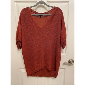 Eileen Fisher Women's M Rust Linen Blend V-Neck Dolman Tunic Top